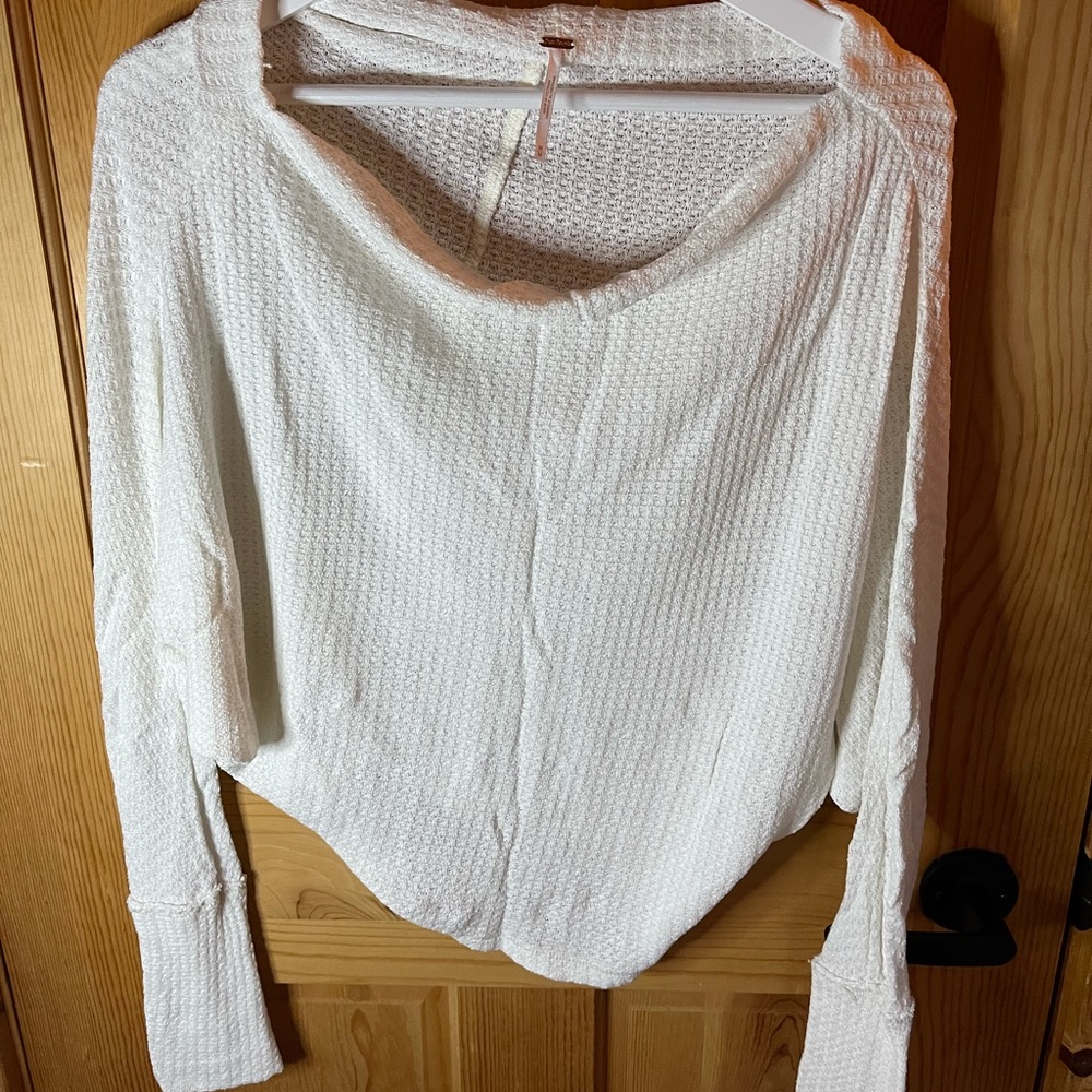 Free people cream off the shoulder sweater. Size Medium